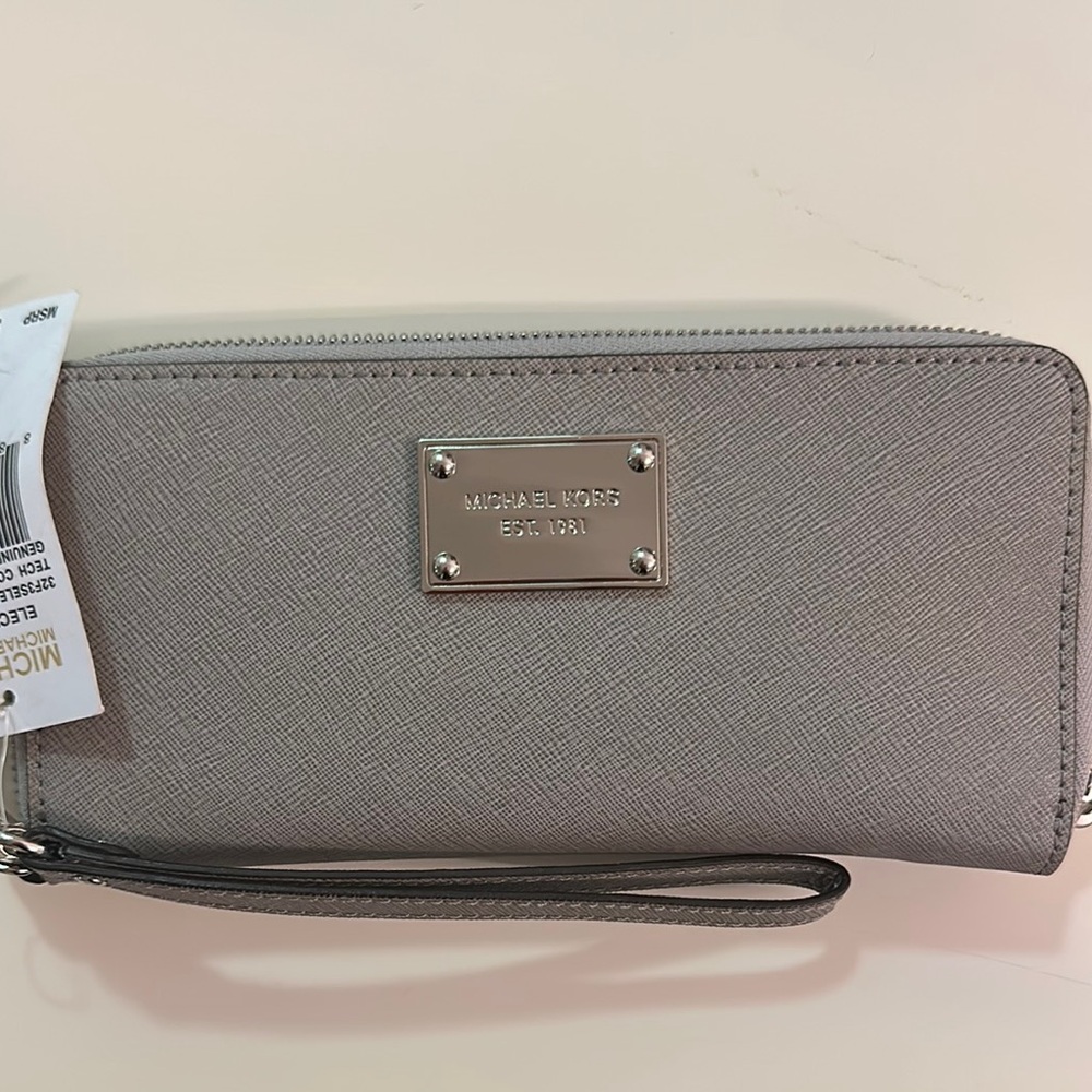 Michael Kors Gray Saffiano Leather Wallet